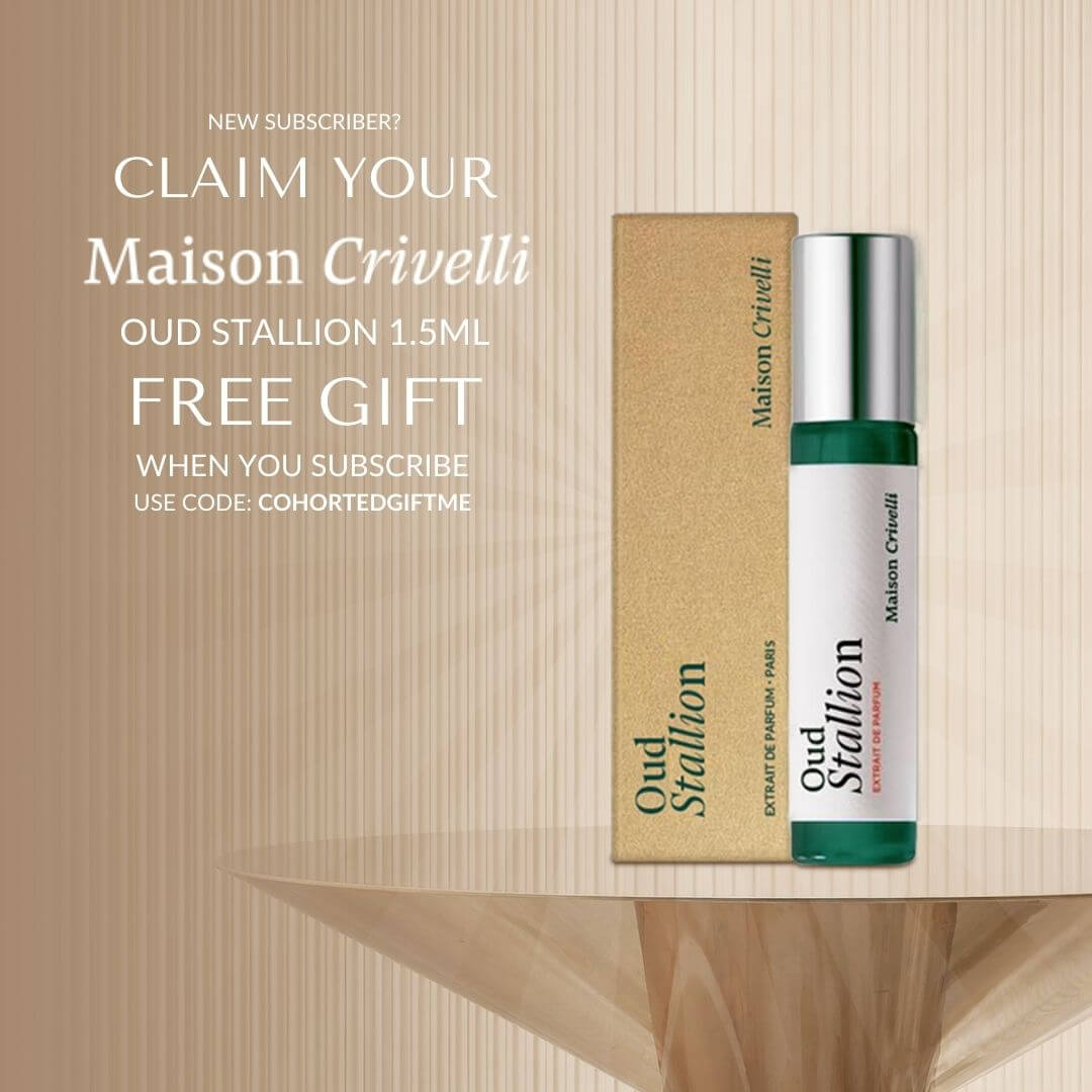 Cohorted beauty, free gift, Maison Crivelli oud stallion 1.5ml fragrance, perfume, gift, uk