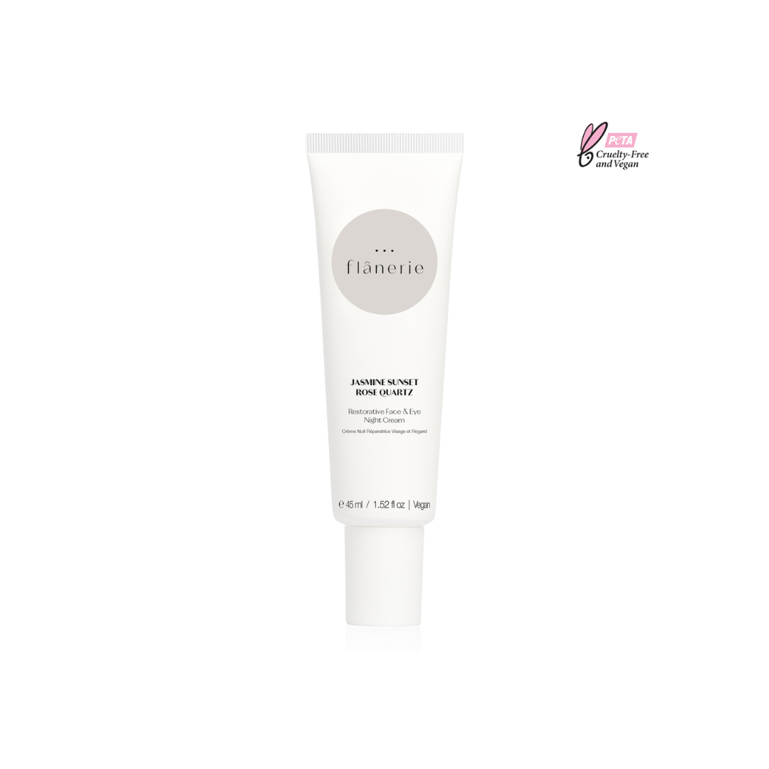 Flânerie Skincare Fresh Faced Beauty Box featuring five luxury skincare products worth £112. Restorative Face & Eye Night Cream 45ml
