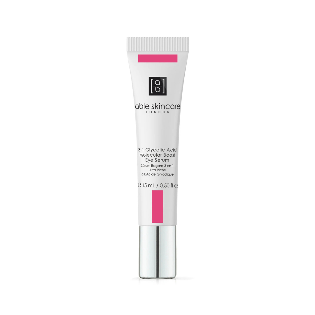 Cohorted, Subscription, Beauty Box, Able Skincare Skin Detox Beauty Box featuring luxury skincare products including moisturiser, hyaluronic serum, retinol serum, eye serum, primer and exfoliator. Glycolic Acid Molecular Boost Eye Serum